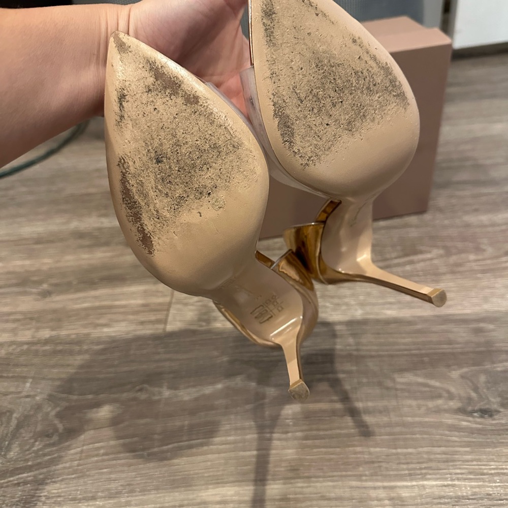 GIANVITO ROSSI POINTED TOE ROSE GOLD D’ORSAY PUMP - Picture 8 of 10